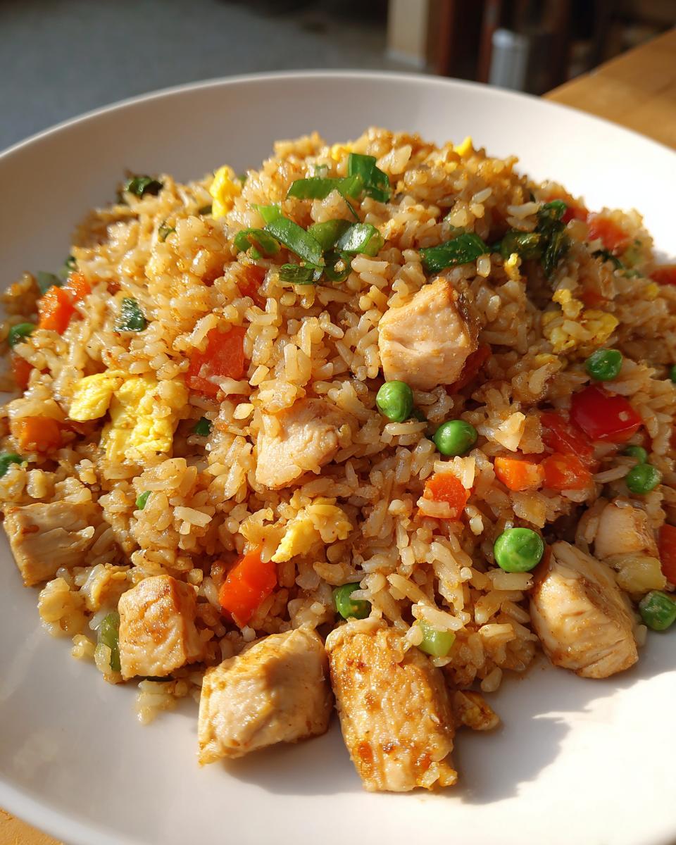 30g Protein Garlic Chicken Fried Rice - Quick Gym Fuel!