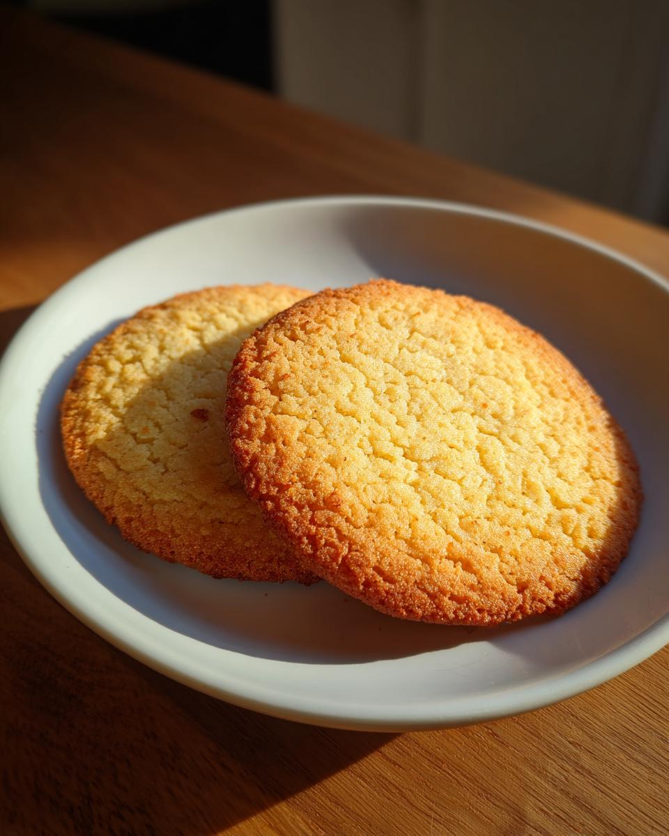 Two golden-brown Swedish butter cookies with a slightly crisp texture, presented on a light-colored plate.