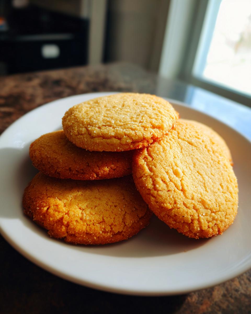 A stack of golden-brown Swedish butter cookies, lightly dusted with sugar, on a white plate.