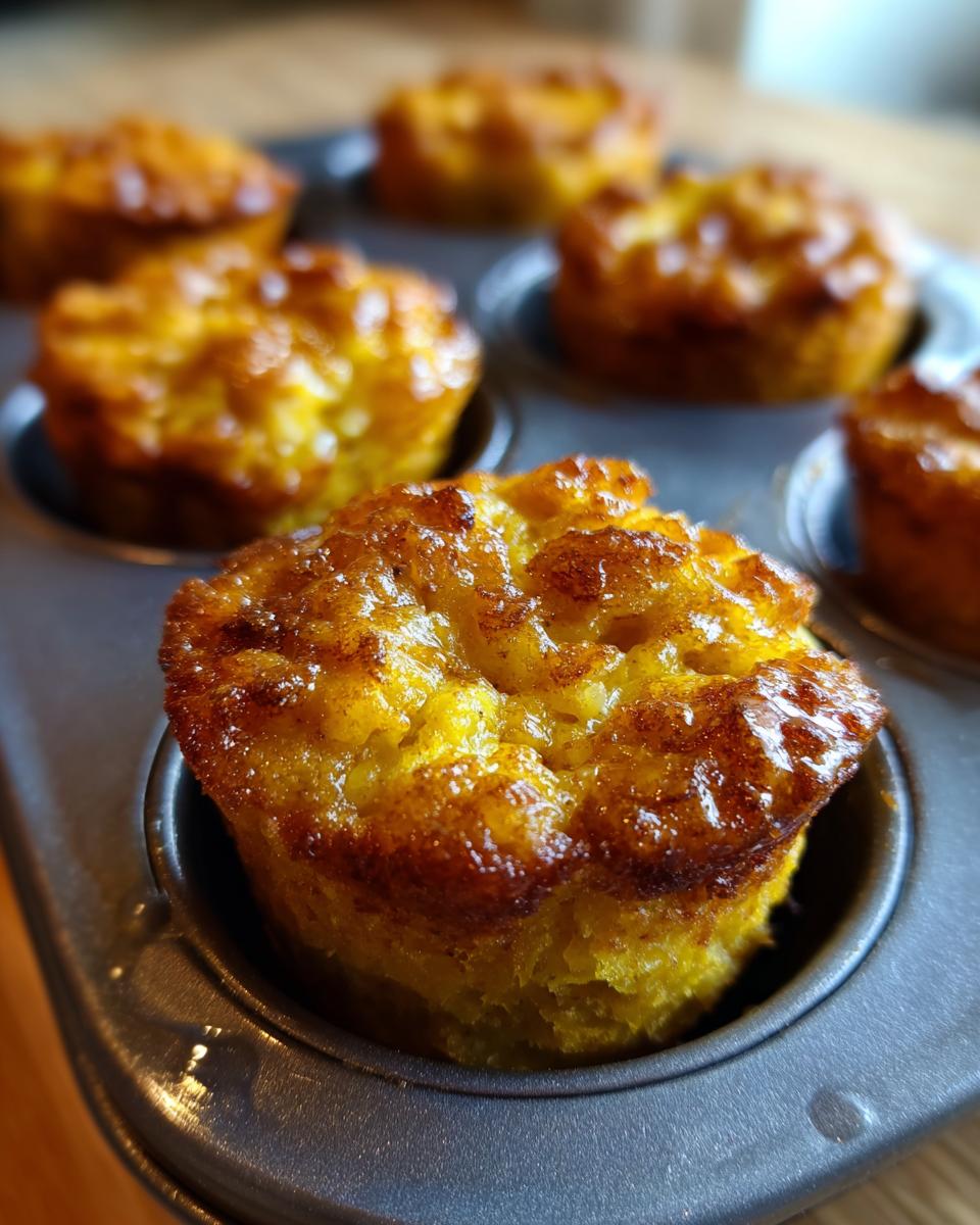 Close-up of golden brown honey butter cornbread poppers baked in a muffin tin, ready to be served.