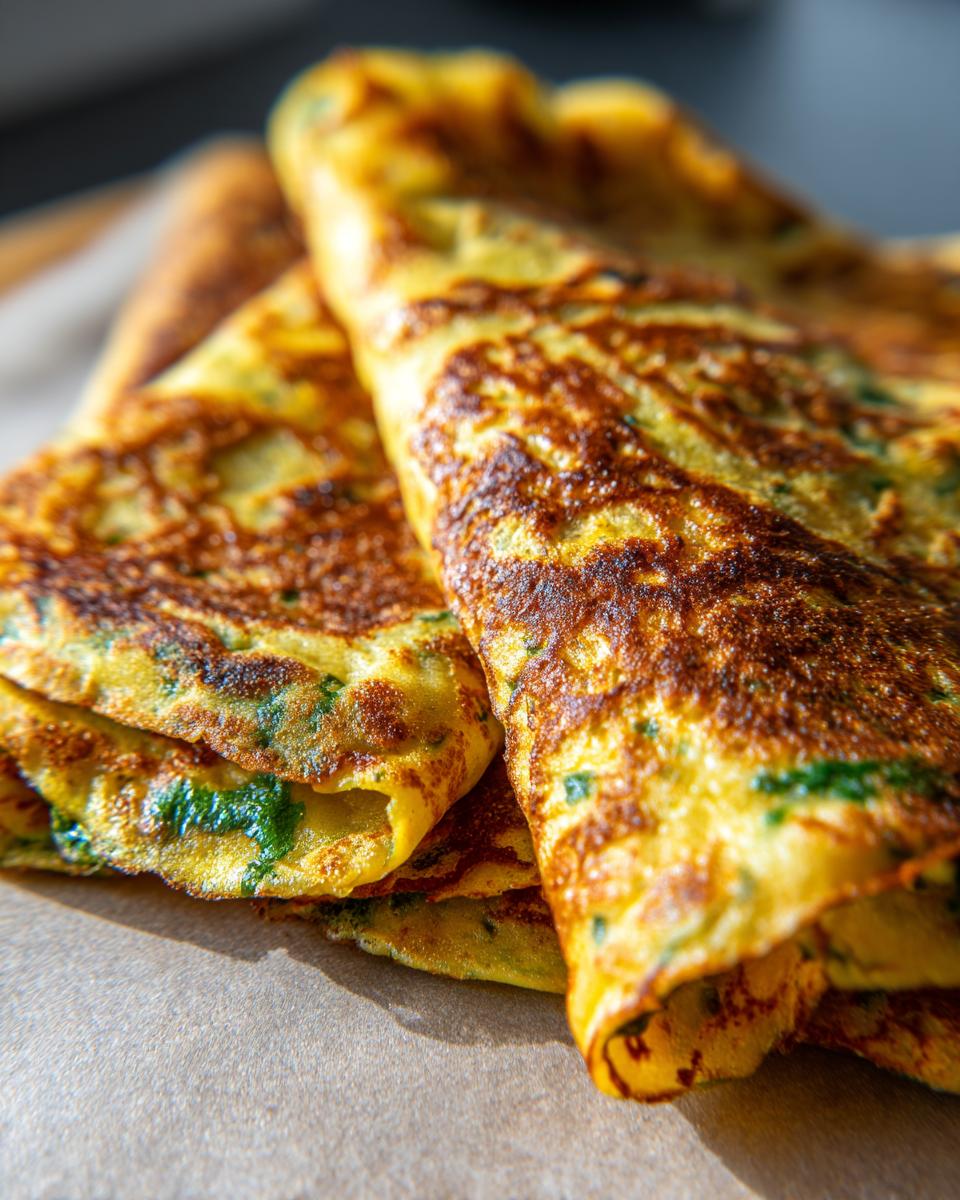 Close-up of golden-brown spinach black bean wraps, showcasing the texture and flecks of green from the spinach.